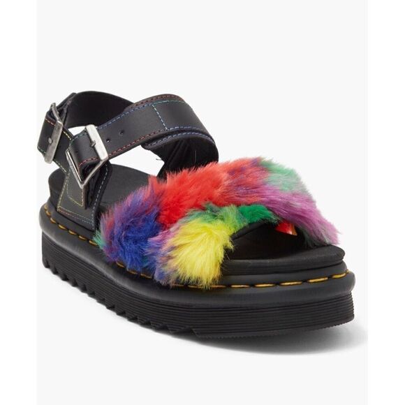 Dr. Martens | Voss II Fluffy Faux Platform Sandal - Picture 1 of 9